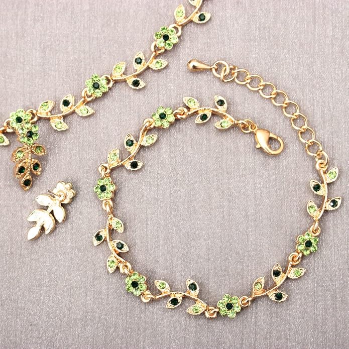 Austrian Crystal Rhinestone Choker Necklace Dangle Earring Link Bracelet Jewelry Set for Brides Bridesmaid Prom Costume Accessories for Women