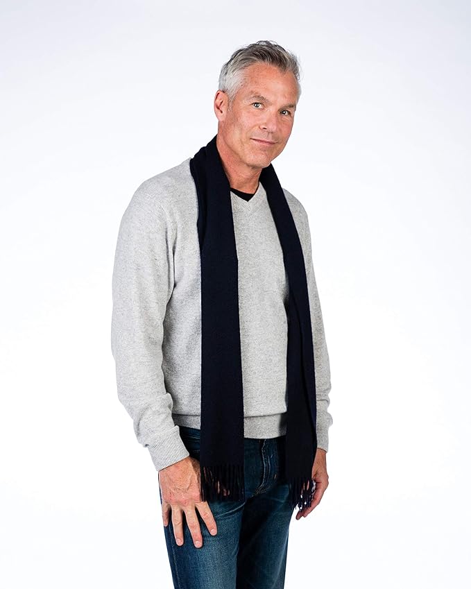 Alashan Cashmere Ultra-Fine Merino Wool and Cashmere Blend Woven Scarf -Luxe fabric-Lightweight- 72" x 12"