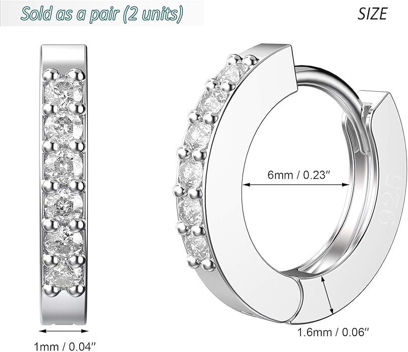SWEETV 925 Sterling Silver Huggie Hoop Earrings for Women Girls-Tiny Small Cartilage Hoop Earring