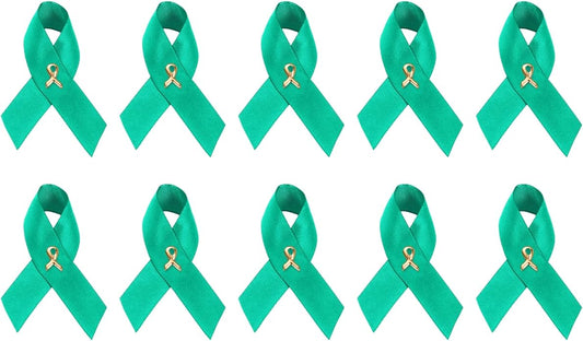 1/2/5/10/25/50/100pcs Satin Awareness Ribbon Pins (Pick your color), for Cancer & Disease Awareness, Bulk Quantities for Fundraising, Events, Gift Giving