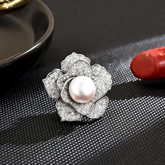 UNVAK Rhinestone Flower Brooch - Crystal Flower Pin for Women - Valentine's Day & Mother's Day Gift
