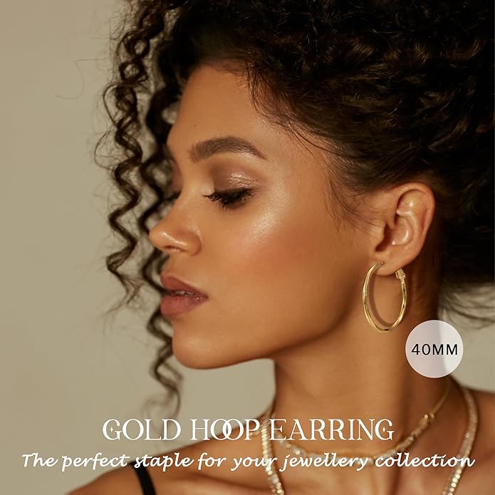 2MM Thin Gold Hoop Earrings Sterling Silver Post Hoop Earrings For Women Diamond-Cut Gold Hoops Earrings 14K Gold Plated Hoops Earrings Lightweight Hypoallergenic Oversize Gold Earrings For Women