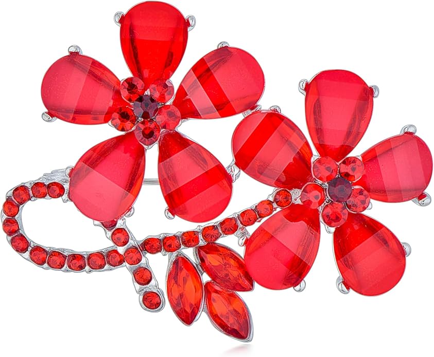 UNVAK Rhinestone Flower Brooch - Crystal Flower Pin for Women - Valentine's Day & Mother's Day Gift