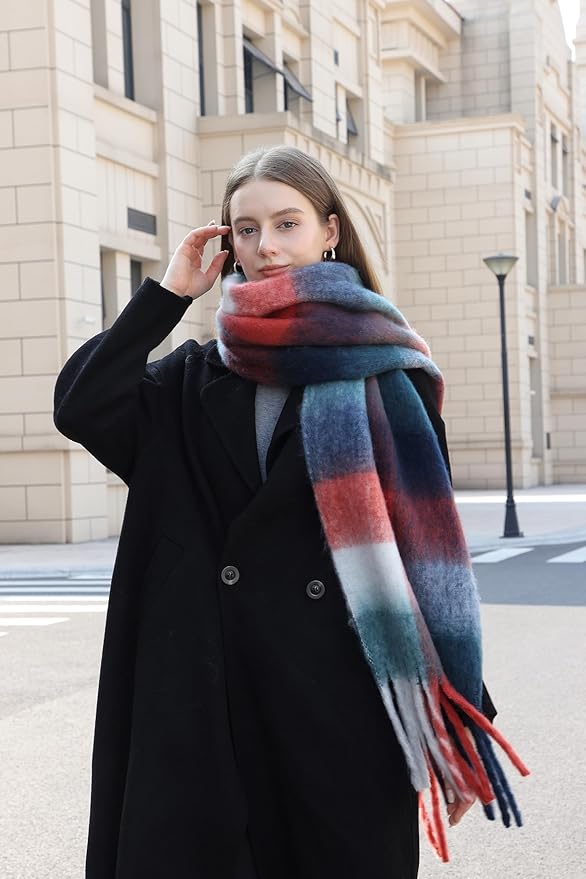 Wander Agio Winter Women Warm Scarf Long Shawl Large Scarves Cold Weather Thick Blanket Scarfs Colorful Plaid