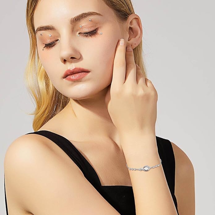 Christmas Gifts Birthstone Bracelet for Women 925 Sterling Silver Infinity Love Jewelry Birthday Gifts for Women Mom Wife Girlfriend