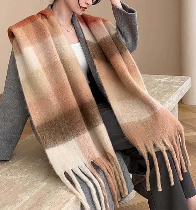 Wander Agio Winter Women Warm Scarf Long Shawl Large Scarves Cold Weather Thick Blanket Scarfs Colorful Plaid