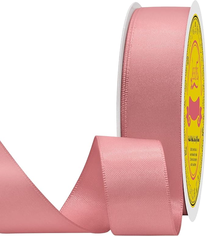 LEEQE Double Face Dusty Pink Satin Ribbon 7/8 inch X 25 Yards Polyester Dusty Pink Ribbon for Gift Wrapping Very Suitable for Weddings Party Hair Bow Invitation Decorations and More