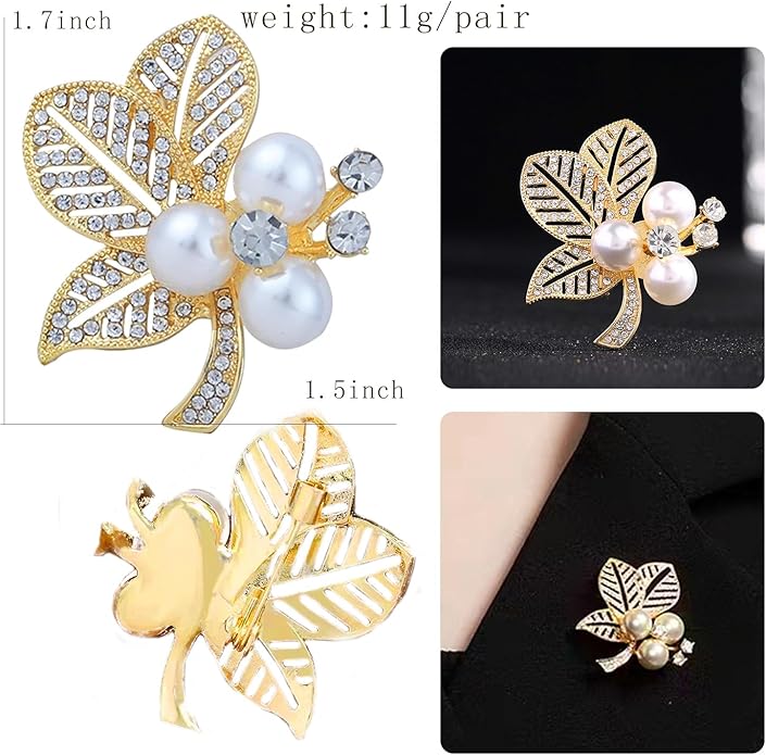 Crystal Pearl Flower Brooches Pins Fashion Beautiful Created Rhinestone Floral Brooch Good Idea for Party Dance Wedding Banquet for Elegant Women Girl