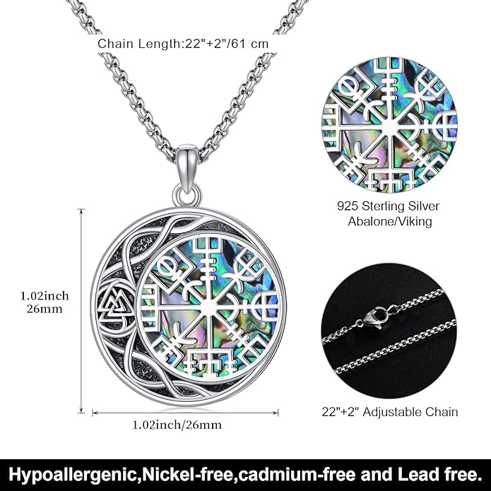 Taioiat viking Pendant Necklace for Men Nordic Celtic 925 Sterling Silver Vintage Mjolnir Jewelry Norse Vikings Gift for Women