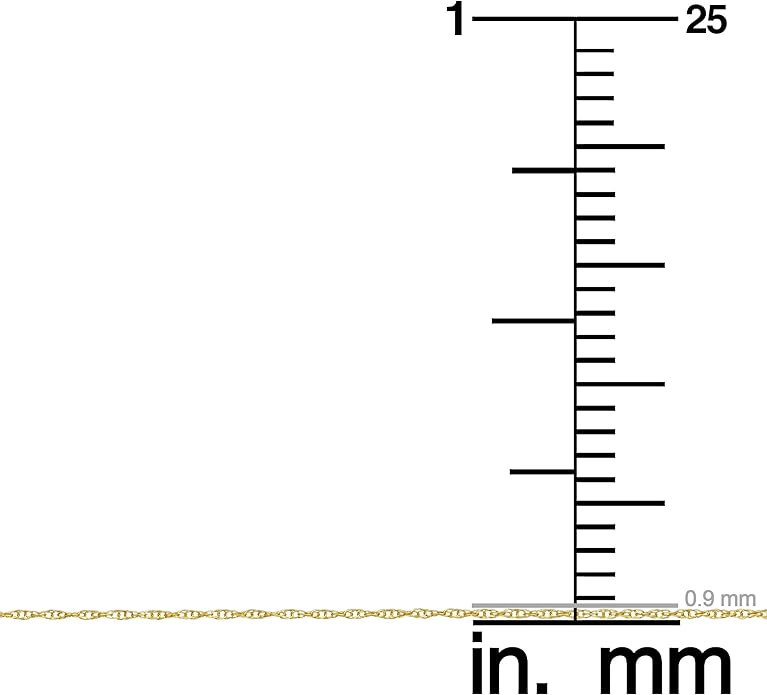 Kooljewelry Womens Classic Rope Chain - 10k Yellow Gold Barely-There Necklace, Thin Lightweight