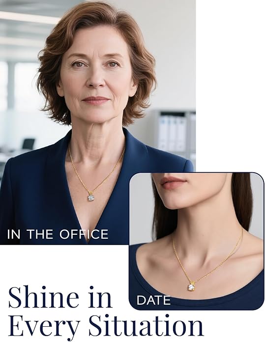MomentWish Moissanite Solitaire Pendant Necklaces for Women Sterling Silver 0.3/0.5/1/2-Carat D Color VVS1 Clarity Mossanite Jewelry for Women