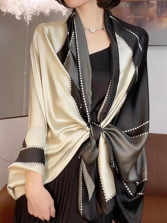 Clysoru Silk Scarf For Women Hair Scarves Lightweight Satin Elegant Shawl Wraps Bufanda Mujer Fashion Accessories 70.8"X35.4"