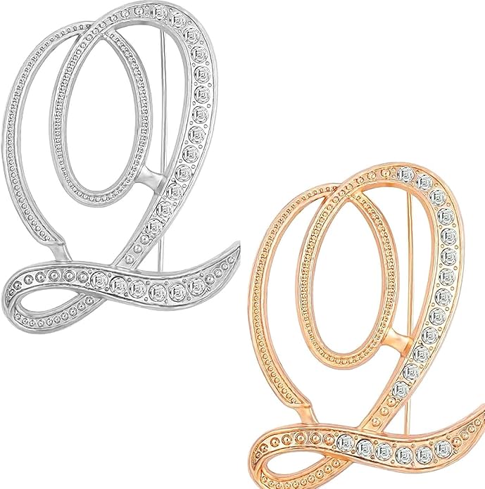HAFILO 2 pieces initial letter brooch pin for women 26 letters fashion brooches collar pins for clothes Dress hat bulk