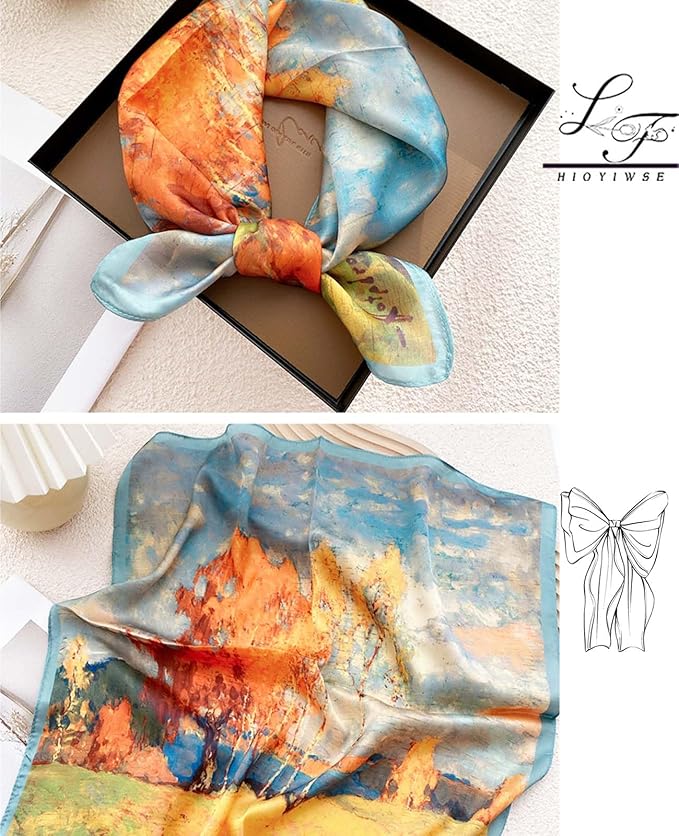 Hioyiwse Satin Bandanas Head Scarf For Women Hair Scarves Accessories Lightweight Fashion Wrap Neck Silk Sleeping Headscarf