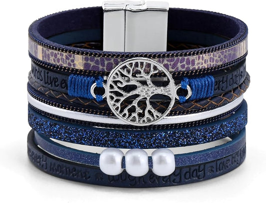 VIBILIA Boho Leather Wrap Bracelets for Women Multi-Layer Bracelets with Strong Clasp Jewelry for Women