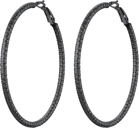 PROSTEEL 30/40/60/80/100mm Chunky Hoop Earrings For Women Gold Plated/Black Stainless Steel Hoops Earrings Statement Jewelry