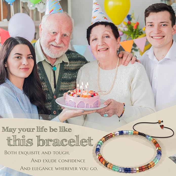 30th 40th 50th 60th 70th 80th Birthday Gifts for Women, Natural Stone Bracelet Birthday Gifts for Mom Daughter Grandma Sister Friends Coworker