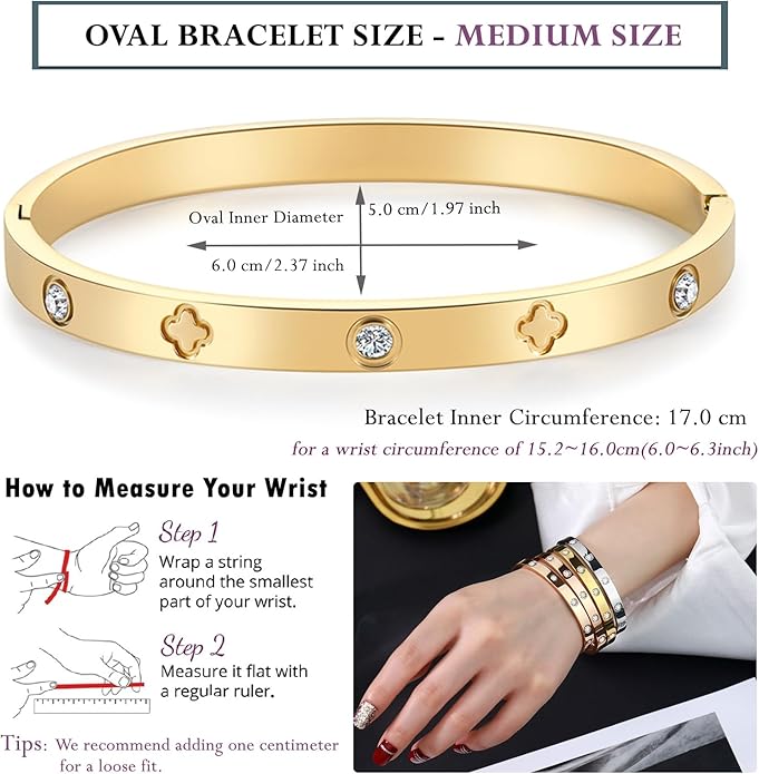 18K Gold-plated Bracelets for Women Friendship Love Bangle Bracelets Stainless Steel Bracelet Jewelry Birthday Gifts for Women Stocking Stuffers