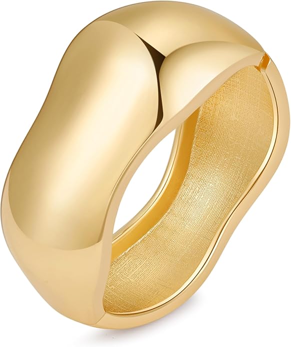 Bangle Bracelets for Women | 14K Gold Plated Trendy Wide Bracelets | Hinged Arm Cuff Bangles Chunky Bracelet for Women
