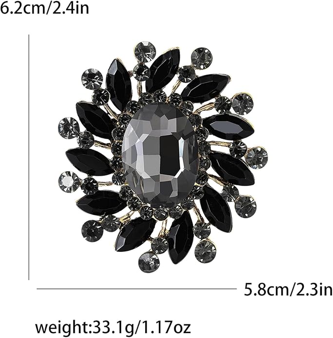 Rhinestone Brooch for Women,Vintage Crystal Flowers Brooch Statement Crystal Glass Lapel Pins Prom Classic Jewelry