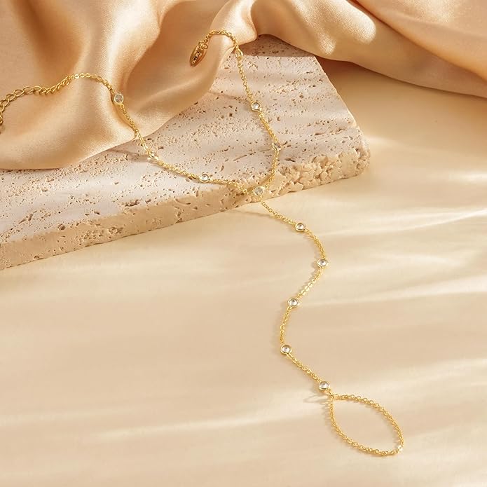 Hand Chain Bracelet for Women, Finger Ring Bracelets for Women Trendy, Dainty Simple Waterproof Bracelet Fashion Jewelry for Women