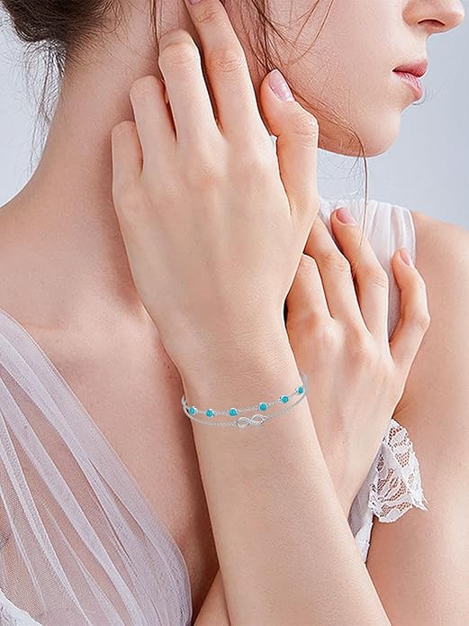 Dorunmo Anklet Bracelets For Women 925 Sterling Silver Birthstone/Infinity/Butterfly/Evil Eye/Turtle/Pineapple/Starfish/Heart Anklets Bracelets Jewelry Gifts for Women