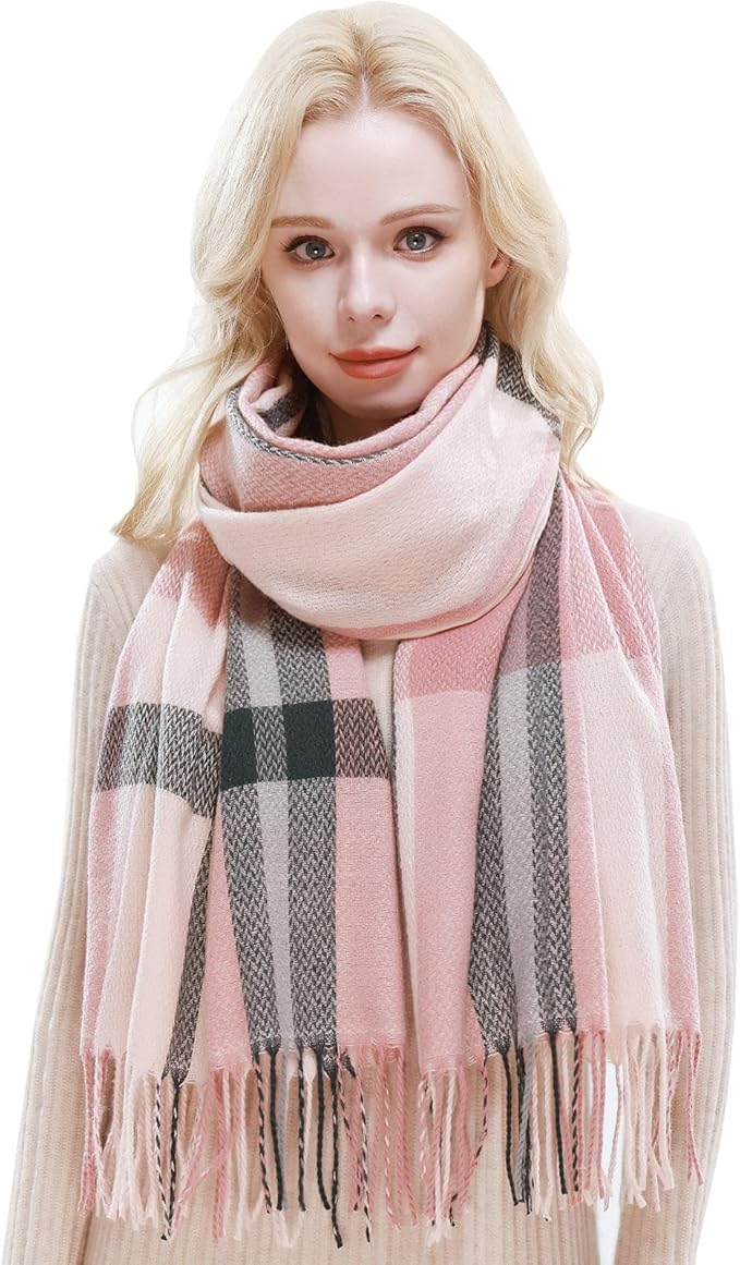 RIIQIICHY Plaid Scarf for Women Fall Winter Pashmina Scarves Wraps for Cold Weather Warm Large