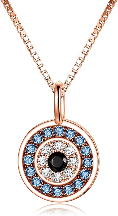 PEIMKO Evil Eye Necklace for Women 925 Sterling Silver Greek Protection Evil Eye Necklaces Jewelry Amulet Gift for Women