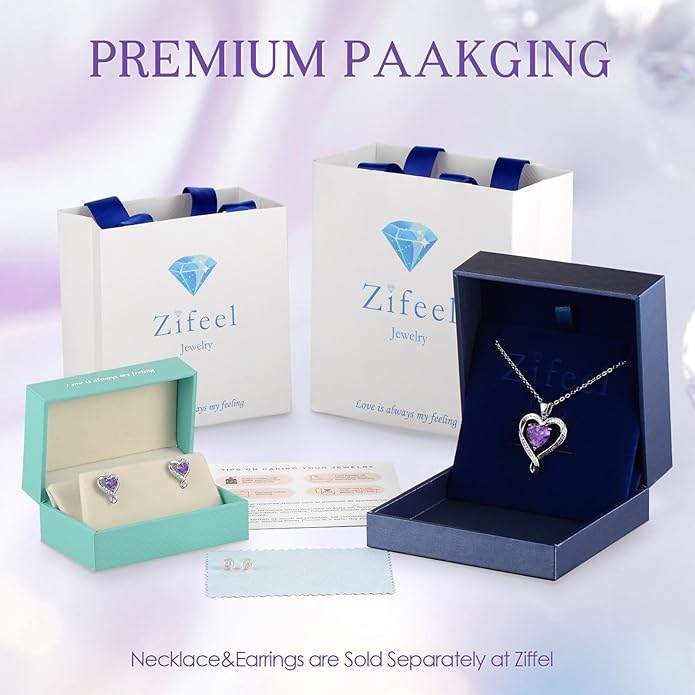 Earrings for Women, S925 Sterling Silver Rose Gold Birthstone Heart Studs Earring for Girlfriend Wife, Anniversary Birthday Christmas Valentines Mothers Day Gifts Jewelry for Women Wife Her Mom