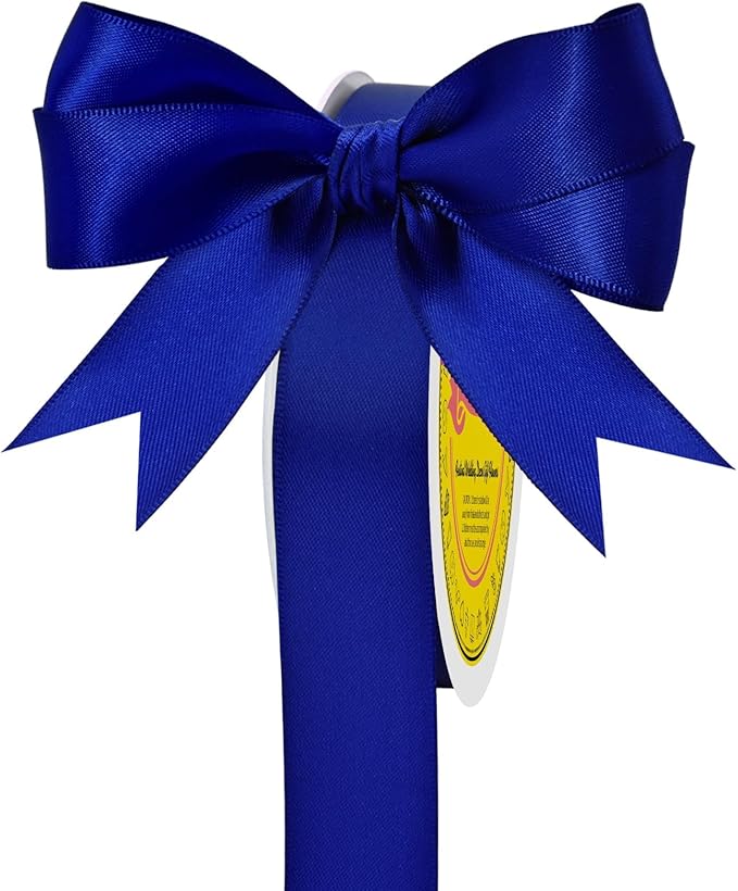 LEEQE Double Face Cobalt Blue Satin Ribbon 7/8 inch X 25 Yards Polyester Cobalt Blue Ribbon for Gift Wrapping Very Suitable for Weddings Party Hair Bow Invitation Decorations and More