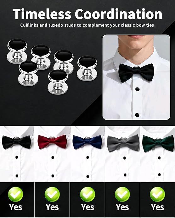 Oiomniv Men's Cufflinks & Tuxedo Studs Set - Business Wedding Formal Accessories for Suits Shirts Vests (Ideal for Anniversary Birthday Gifts)