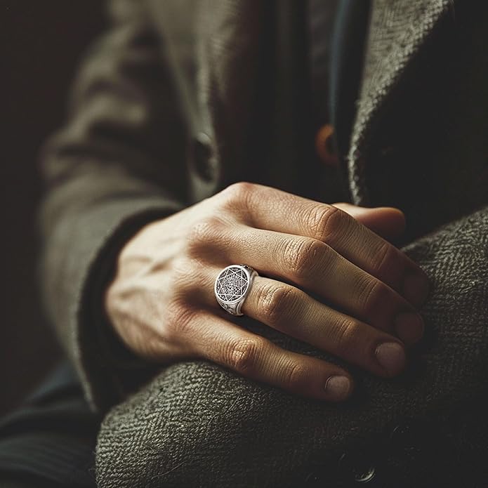 EUDORA S925 Sterling Silver St Benedict Ring San Benito Rings for Women Men, Vintage Ankh Cross Ring Saint Benedict Amulet Adjustable Rings Gifts for Women Mens Father Mother