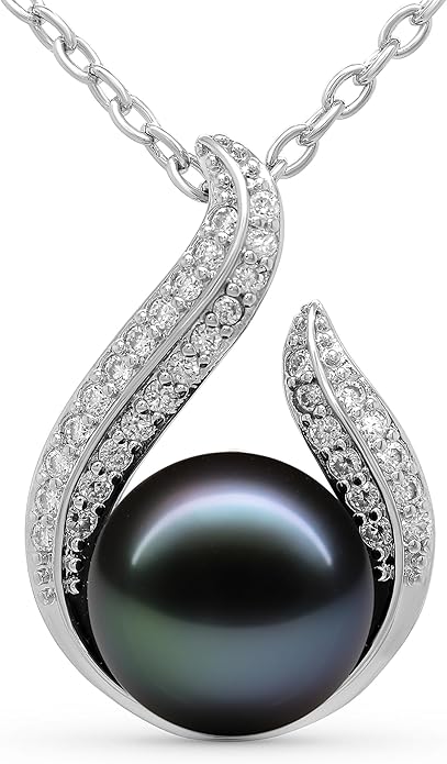 TRYNDI Real Tahitian Black Pearl Necklace Gifts for Women - Larger 11-12mm Luxury Pearl Womens Jewelry, Romantic Valentines Gift for Wife from Husband- Wedding Anniversary, Birthday, Mothers Day, Valentine Necklace for Girlfriend, Fiance & Soulmate