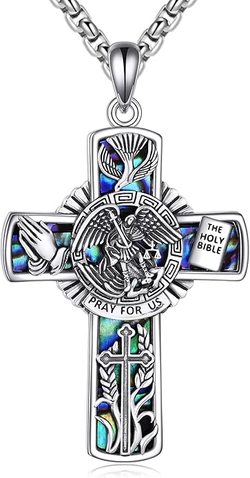YFN Patron Saint Necklace Sterling Silver Amulet Medal Pendant Religious Protector Jewelry Gifts for Women Men