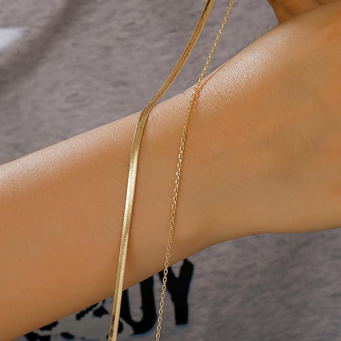 Ritach Ankle Bracelets for Women - Silver/Gold Plated Stainless Steel Anklets for Women Waterproof Layered Cuban Link Figaro Chain Heart Anklets Set Summer Beach Jewelry Gifts