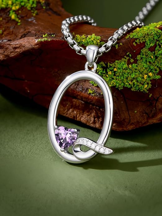 Christmas Gifts for Women Alphabet A to Z Initial Birthstone Pendant Necklaces for Women - 18k White Gold Plated Personalized Name Jewelry Valentine Mothers Day Birthday Gifts for Women Her Girlfriend