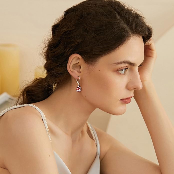 Birthstone Dangle Drop Earrings for Women 925 Sterling Silver Teardrop Leverback Earrings Jewelry Gifts for Wife Mother Her