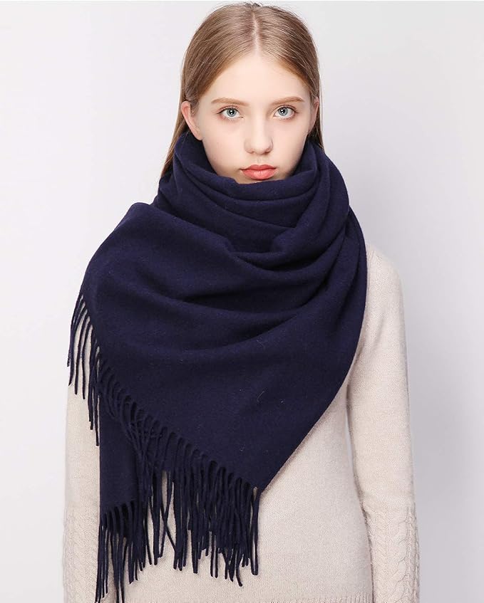 RIIQIICHY 100% Wool Scarf Pashmina Shawls and Wraps for Women Cashmere Warm Winter More Thicker Soft Scarves