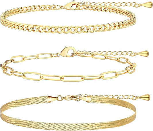 Sterling Silver Anklet Bracelets for Women Waterproof, 925 Sliver Plated CZ & Heart Charm Dainty Layer Anklets for Women Trendy, Simple Chain Anklets Set Gifts for Women, Jewelry Gifts for Her Women Mom Wife Girlfriend