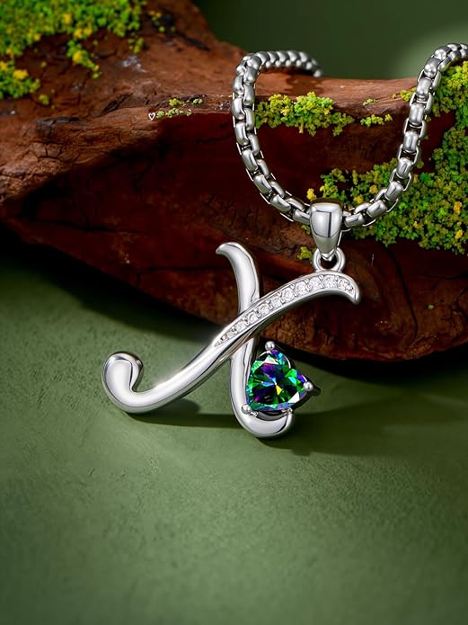 Christmas Gifts for Women Alphabet A to Z Initial Birthstone Pendant Necklaces for Women - 18k White Gold Plated Personalized Name Jewelry Valentine Mothers Day Birthday Gifts for Women Her Girlfriend