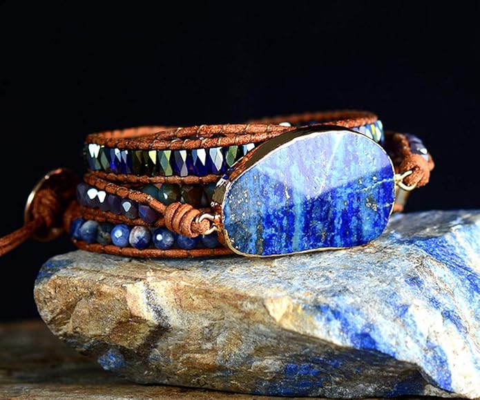 ZOSOJONA Boho Handmade Natural Stone Wrap Bracelets Turquoises Crystal Beads Bracelet Jewelry