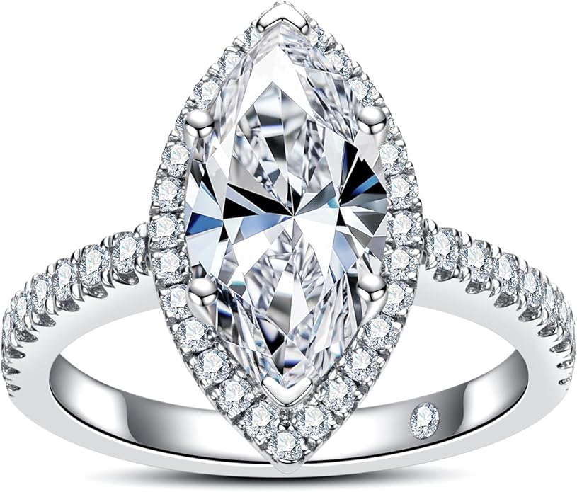 AnuClub Princess/Cushion/Oval Cut Moissanite Engagement Rings 3-3.884cttw D Color VVS1 925 Sterling Silver 3 Rows Vintage Halo Wedding Promise Statement Rings for Women with Certificate