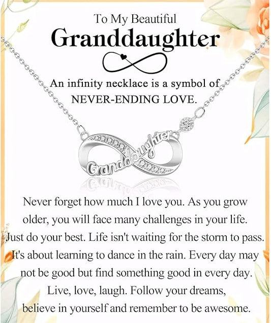 Infinity Mom Grandma Nana Sister Aunt Daughter Auntie Granddaughter Niece Necklace Gifts, Christmas Birthday Valentines Day Mothers Day Easter Graduation Back to School Gifts Stocking Stuffers Presents for Women Girls Her