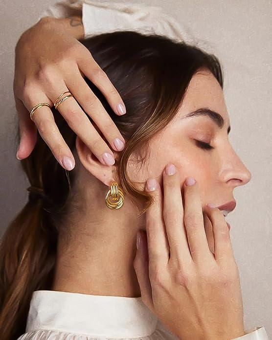 NIXMAX Chunky Small Knot Earrings Gold Silver Geometric Earrings for Women Dainty Gold and Silver Plated Dangle Drop Earrings Hypoallergenic and Lightweight Fashion Trendy Jewelry Gifts