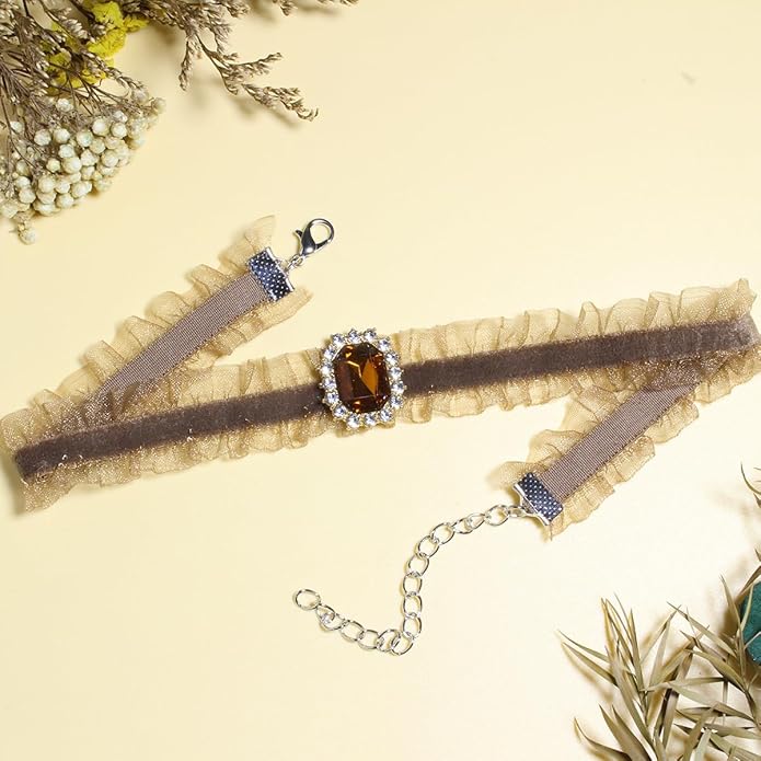 Nova&Aria Chokers Set For Women Heart Choker Necklaces Flower Pendant Velvet Cute Pink Turquoise Blue White Black Choker Necklace Christmas Colorful Lace Chokers