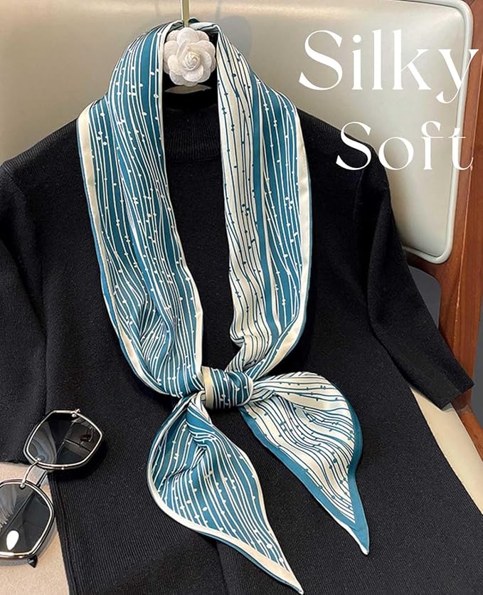 Dailyacc Hair Scarf for Women Fashion Silky Satin Headscarf Wrap Breathable Lightweight Neck Scarves For Handbag