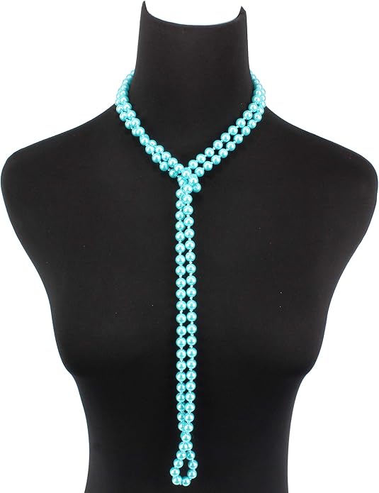 Fashion Faux Pearls Pendants 1920s Beads Cluster Long Pearl Necklace for Costume Party Jewelry 55"