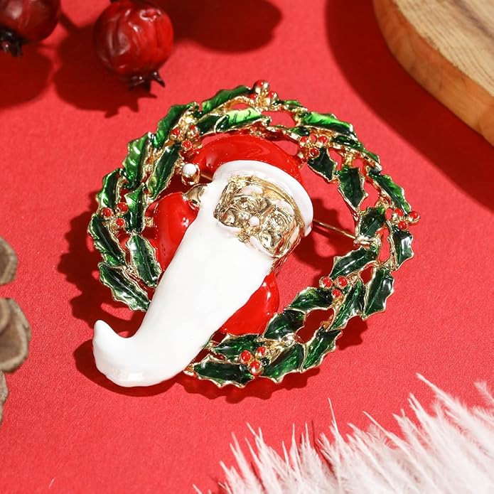 ONLYJUMP Christmas Bell Brooch Pins for Women Girls Lovely Crystal Christmass Tree Snowflake Bell Reindeer Snowman Brooches Colorful Xmas Enamel Pins Holiday Party Gift