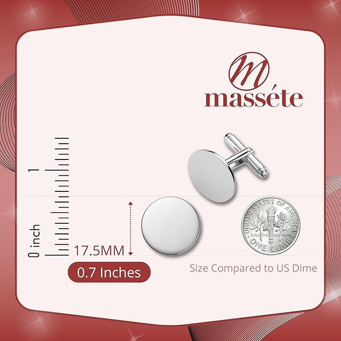MASSETE Sterling Silver Cufflinks for Men Personalized with Engraved Initials or Name Gift for Men - Made in Italy