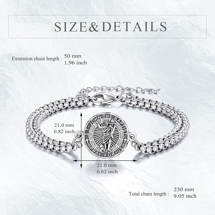 YFN Patron Saint Bracelet Sterling Silver Religious Protector Bracelet Jewelry Gift for Women Men